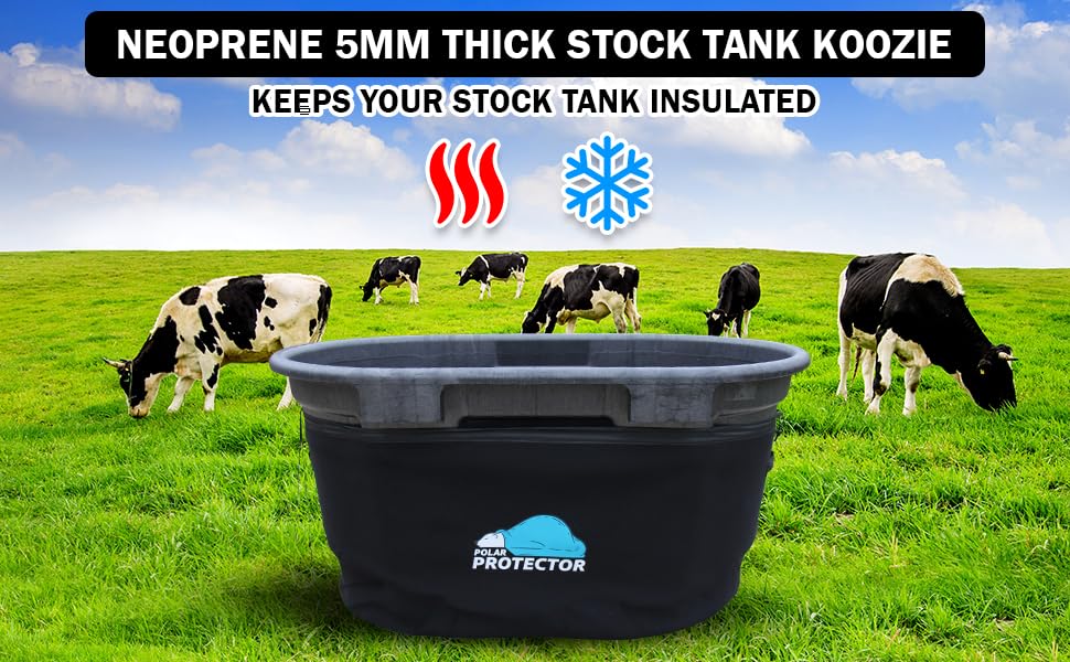 Polar Protector - 100 Gallon Oval Stock Tank Cover and Insulated 5mm Neoprene Slip Bundle Ice Water Bath Waterproof Keeps Tanks Clean and Insulated