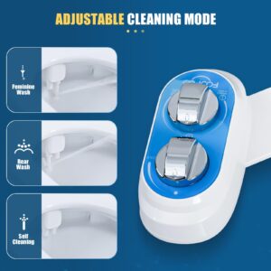 FOOFOO Bidet, Non-Electric Bidet Attachment for Toilet Seat,Self-Cleaning, Dual Nozzle,Adjustable Water Pressure, for any Standard Two-piece Toilet