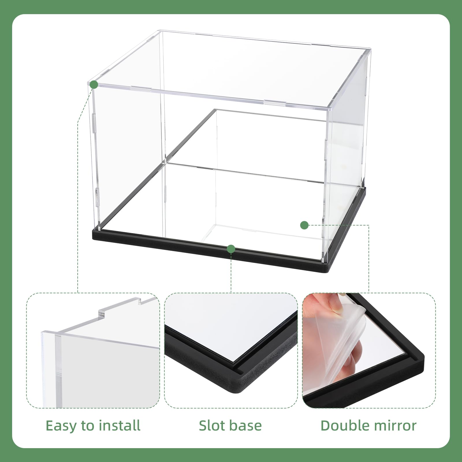 Clear Hat Display Case with Mirror Background,Acrylic Baseball Cap Holder Stand Transparent Hat Storage Box Dustproof Square UV Protection Cabinet with Mirror Base(10.2x8.2x7 inch)