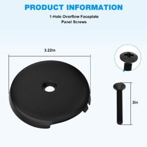 Tub Overflow Drain Cover -3-1/8 Single Hole- Bathtub Drain Overflow Cover -Overflow Face Plate with Screw Fits Most Standard Bath Tub Drains (Black)