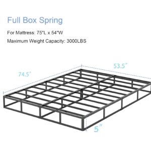 Snaye 5 Inch Full Size Bed Frame with Round Corner Edges, Low Profile Metal Platform Mattress Foundation with Heavy Duty Steel Slat Support, No Box Spring Needed/Easy Assembly/Noise Free/Black