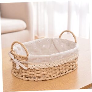 Amosfun Wicker Cutlery Basket Wardrobe Basket Small Wicker Basket Home Storage Basket Bread Magazine Storage Basket Seaweed Baskets Toy Basket Rattan Desktop Basket Baby Cosmetic