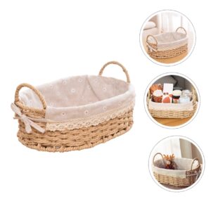 Amosfun Wicker Cutlery Basket Wardrobe Basket Small Wicker Basket Home Storage Basket Bread Magazine Storage Basket Seaweed Baskets Toy Basket Rattan Desktop Basket Baby Cosmetic