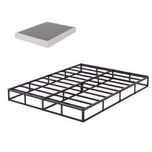 snaye 5 inch full size bed frame with round corner edges, low profile metal platform mattress foundation with heavy duty steel slat support, no box spring needed/easy assembly/noise free/black