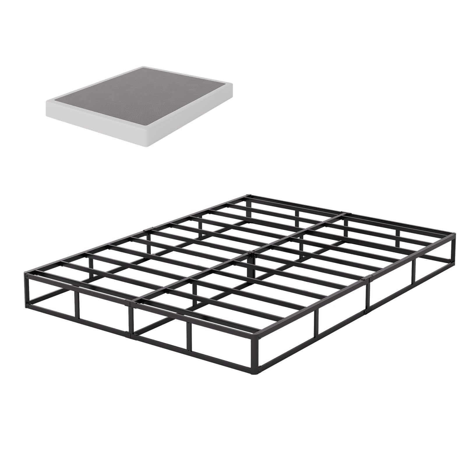 Snaye 5 Inch Full Size Bed Frame with Round Corner Edges, Low Profile Metal Platform Mattress Foundation with Heavy Duty Steel Slat Support, No Box Spring Needed/Easy Assembly/Noise Free/Black