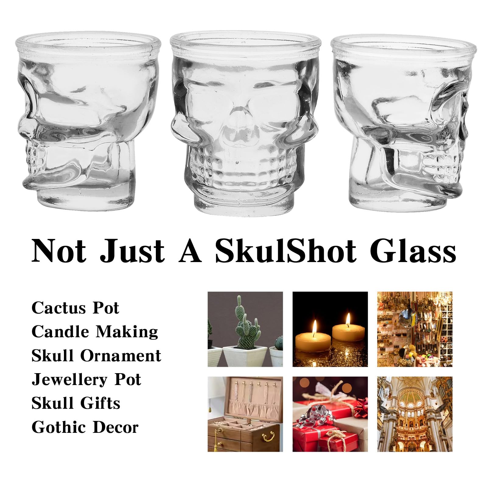 eispap Skull Shot Glasses 50ml Shot Glasses Set Freezer Safe Shot Glasses for Skull Gifts or Skull Ornament Skull Shot Glass Design Skull Glass Set (6)