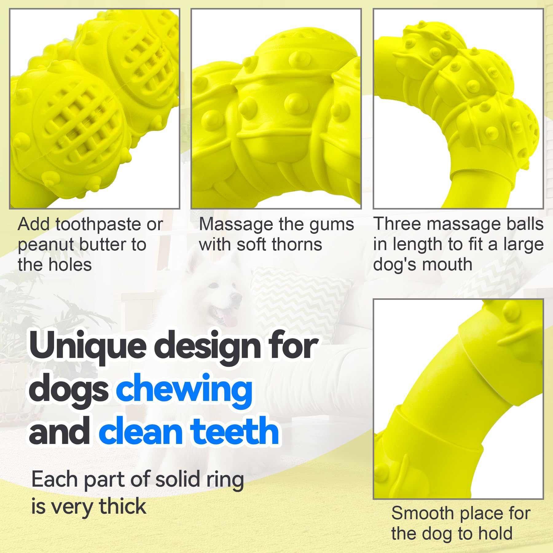 DAOZIJI Indestructible Dog Chew Ring Toys for Aggressive Chewers, Super Chewer Dog Toys for Medium Large Dogs, Puppy Teething Rings for Relax, Interactive Dog Ring Toys, Heavy Duty Dog Teething Toys