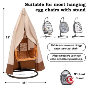 Egg Chair Cover with Waterproof Zipper,Outdoor Hanging Egg Chair Cover with Air Vent,Egg Swing Chair Cover Patio Wicker Hanging Chair Covers UV Resistance (75 X 45 Inches)