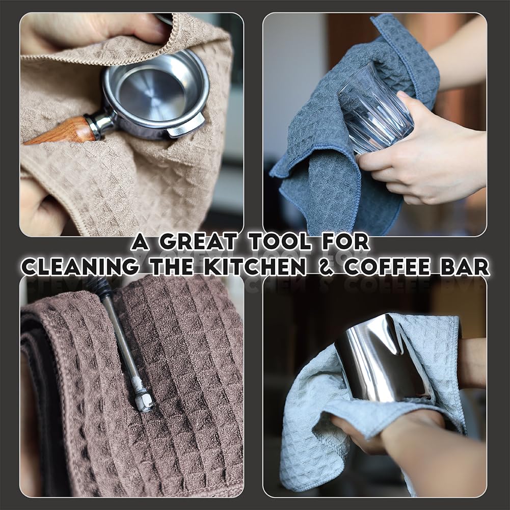 patiparrto Barista Micro Cloth Set 4 Pack Microfiber Cleaning Cloth Espresso Barista Cleaning Towels Coffee Bar Towel Cleaning Rags Espresso Machine Cleaning Accessories 12"x12"