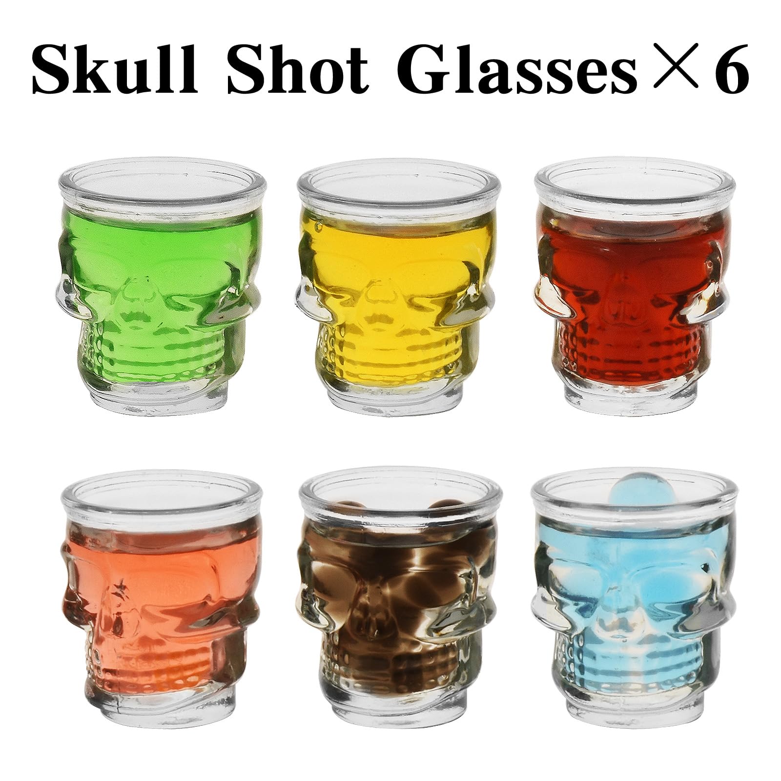 eispap Skull Shot Glasses 50ml Shot Glasses Set Freezer Safe Shot Glasses for Skull Gifts or Skull Ornament Skull Shot Glass Design Skull Glass Set (6)