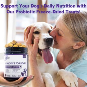 Probiotics for Dogs, 6 Billion CFUs, Freeze Dried Dog Probiotics with Prebiotics and Enzymes for Diarrhea, Gas, Vitamins and Omega 3 for Skin & Immune Health, Allergy Itch Relief, 180 Count