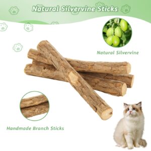 LDXDRU 20Pcs Silvervine Sticks for Cats, Natural Cat Chew Toys, Nylatails Silvervine Dental Stick for Dental Care, Edible Matatabi Cat Chew Sticks for Teeth Cleaning, Kitty Toys for Indoor Cats