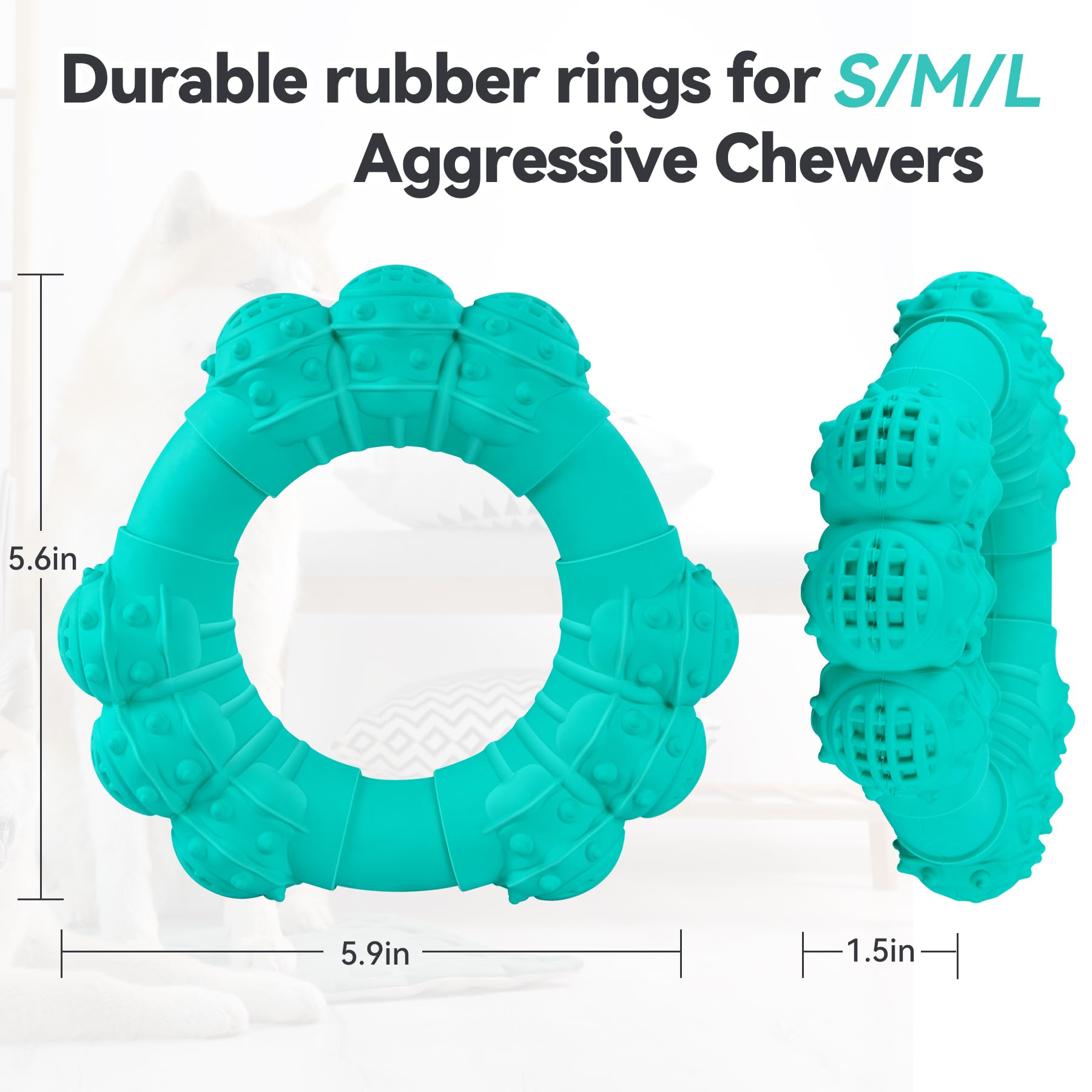 DAOZIJI Indestructible Dog Chew Ring Toys for Aggressive Chewers, Super Chewer Dog Toys for Medium Large Dogs, Puppy Teething Rings for Relax, Interactive Dog Ring Toys, Heavy Duty Dog Teething Toys