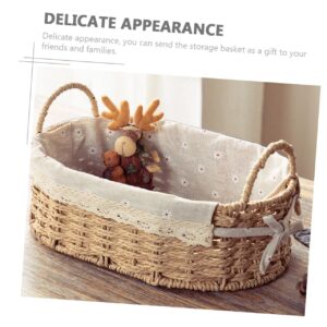 Amosfun Wicker Cutlery Basket Wardrobe Basket Small Wicker Basket Home Storage Basket Bread Magazine Storage Basket Seaweed Baskets Toy Basket Rattan Desktop Basket Baby Cosmetic