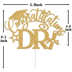 Congratulations DR Cake Topper, Congrats Grad/Doctoral Degree Cake Decor, Class of 2024 Graduation Party Decorations Supplies, Gold Glitter