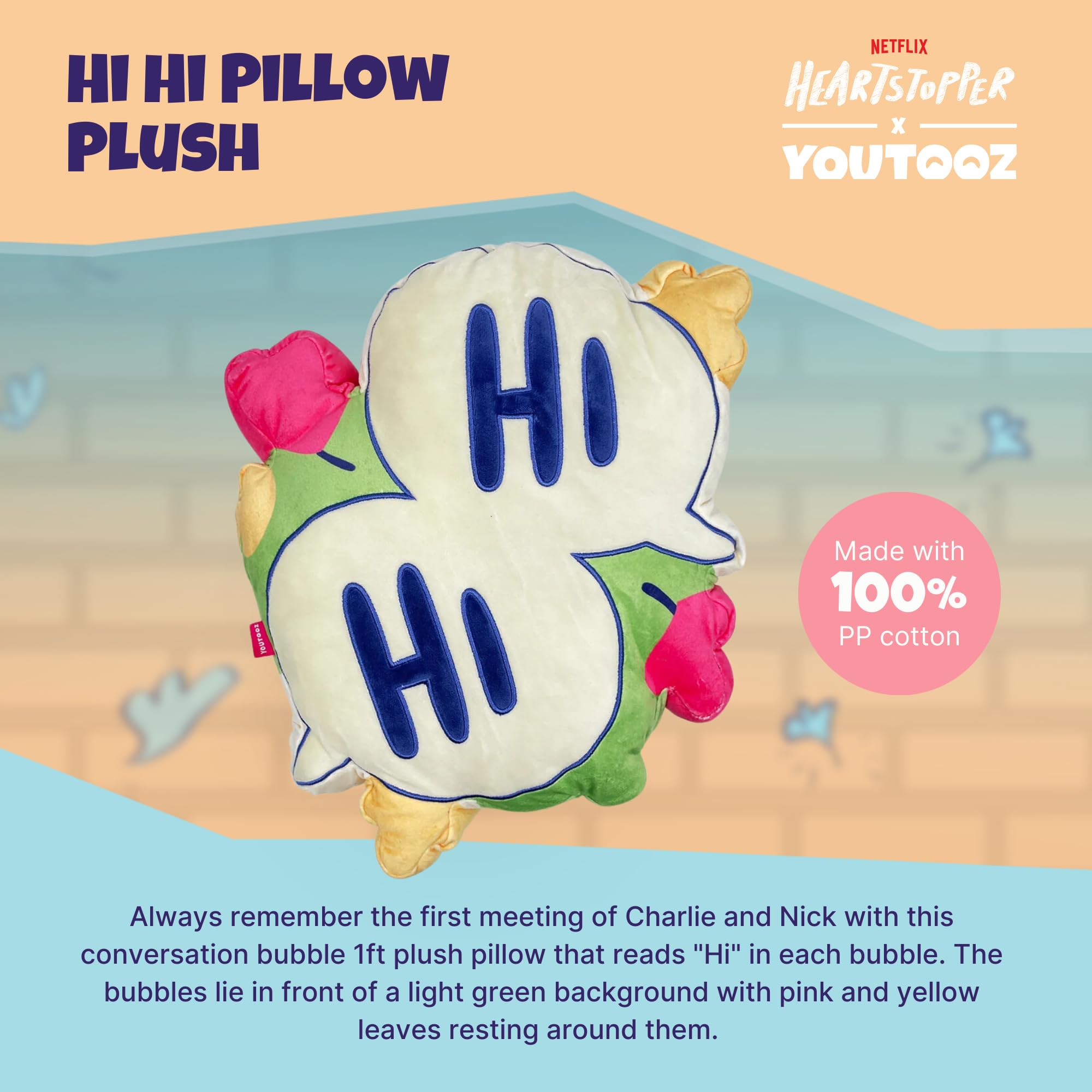 Youtooz Heartstopper Hi Hi Pillow 1ft Plush, Hi Hi Pillow Plushie, Collectible Hi Hi Pillow from Heartstopper by Youtooz Heartstopper Plush Collection