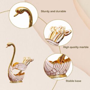 Decorative Gold Swan Base Holder with 6pcs Coffee Spoon Set - Creative Dessert Spoons,Gold