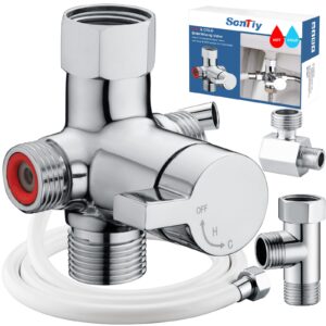 sontiy hot and cold bidet mixing valve kit, 4-way warm bidet t-adapter metal t valve for bidet valve adapter with brass tee connector for bidet toilet seat attachment handheld bidet sprayer