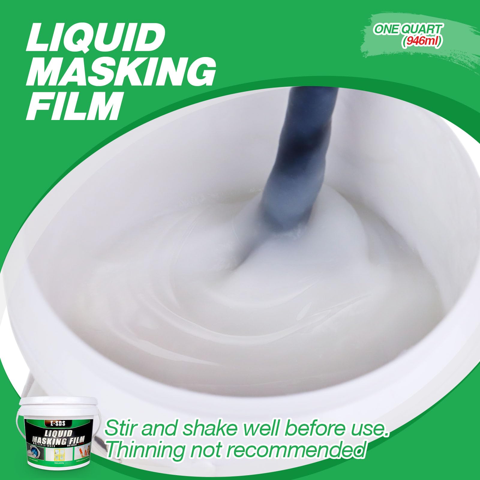 E-SDS Masking Liquid Tape, Transparent Peelable Coating, Used for Priming Window Painting, 1 Quart