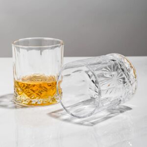 SIYOUKI Crystal Whiskey Glasses Set 11 oz, Old Fashioned Rocks Barware Lowball Glass for Bourbon, Scotch Whisky, Cocktails, Cognac, Liquor Drinking, Men Gift (2 Pack)