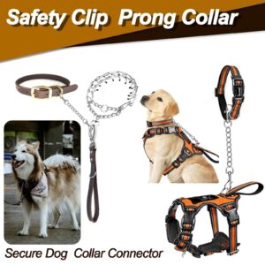 Dog Collar Backup Strap,Harness to Collar Safety Clip, Metal Stainless Steel Chain Leash Safety Strap, Escape Proof Safety Attachment for Dog, safeties, Backup, Connector. (8 Inches)