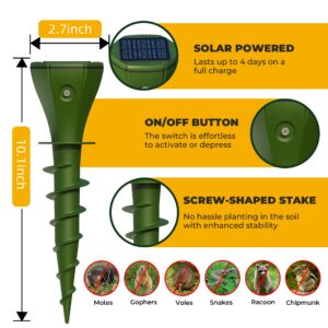 Solar Powered Mole Repellent for Lawns Screw Gopher Repellent Quiet Outdoor Vibration Deterrent Get Rid of Snake Vole Racoon Armadillo and Other Burrowing Pests (8 Pack)