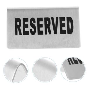 Zerodeko 4pcs Stainless Steel Plate Mini Beer Mugs Dollhouse Table Reserved Signs Metal Tabletop Restaurant Reserved Sign Chair Tent Reserved Signs for Layout Card Banquet Wedding