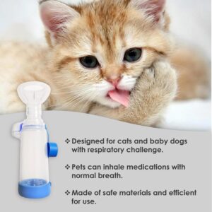 QMARK Inhaler Spacer with 2 Masks for Pets Cat and Small Dog Inhaler Spacer for MDI,with Round Shape Silicone Mask, Feline Aerosol Chamber with Breathing Indicator