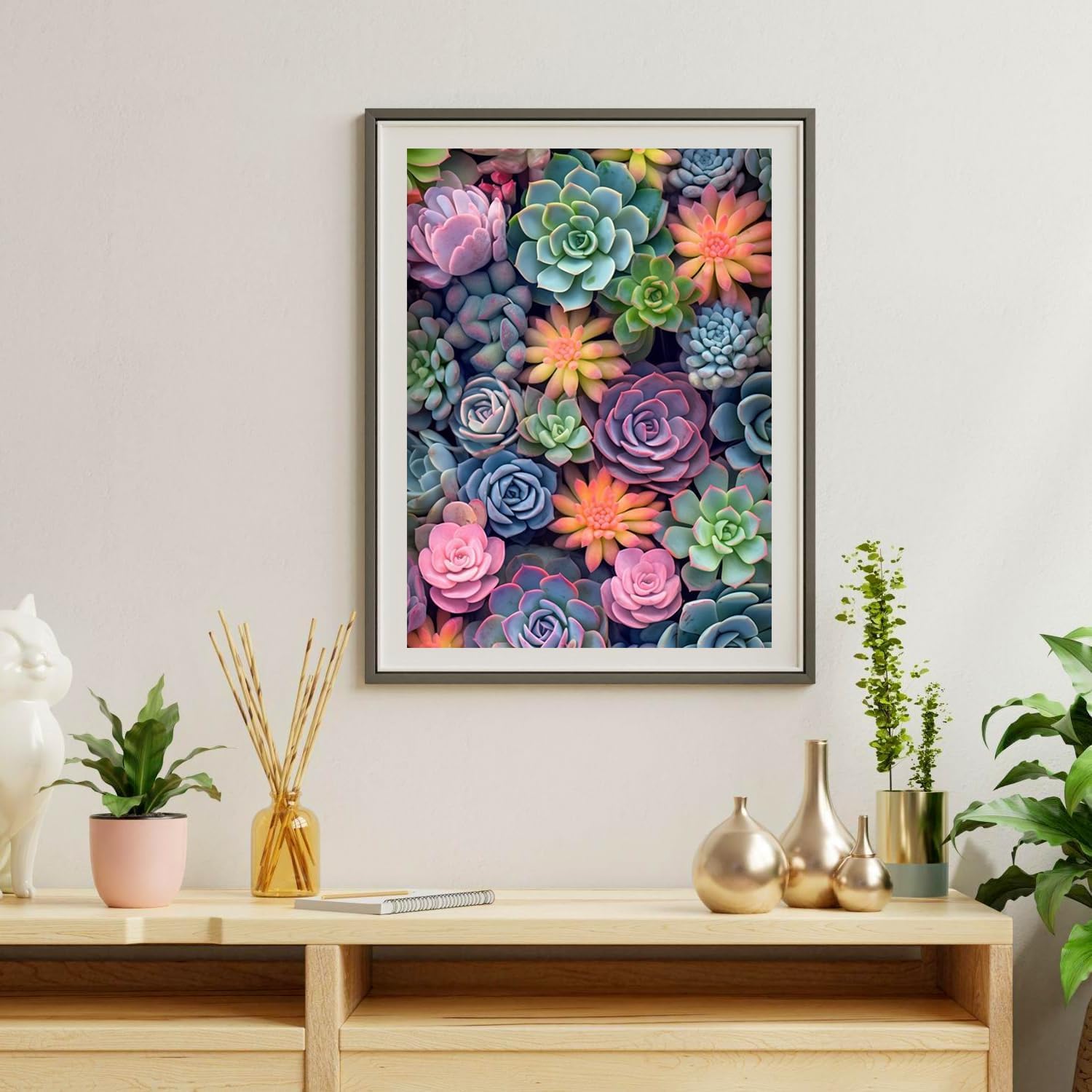 Ausanrl Succulents Diamond Painting Kits for Adults Beginners-Succulents Plant Diamond Art Kits for Adults,Flower Gem Art Kits for Adults for Gift Home Wall Decor Gifts 12x16inch