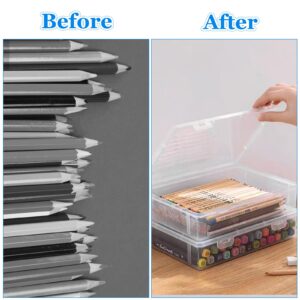 LDXDRU 3Pcs Craft Storage Boxes with Hinged Lids, Transparent File Box, Plastic File Storage Box, Documents Storage Boxes Clear Plastic Storage Box with Lid for A4 Files, Crafts, Magazines, 12" x 8.6"