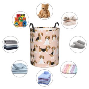 Pevtufa Beagle Dog On Brown Foldable Laundry Basket Organizer,Fabric Clothes Toy Storage Basket Nursery Hamper Storage Bin For Household Bedroom, Bathroom, College Dorm-Small