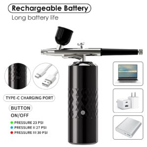 Airbrush Kit Rechargeable Cordless Airbrush Compressor Portable Handheld Airbrush Air Brush for Model Painting,Nail Art,Cake decoration,Makeup, Barber (Black)