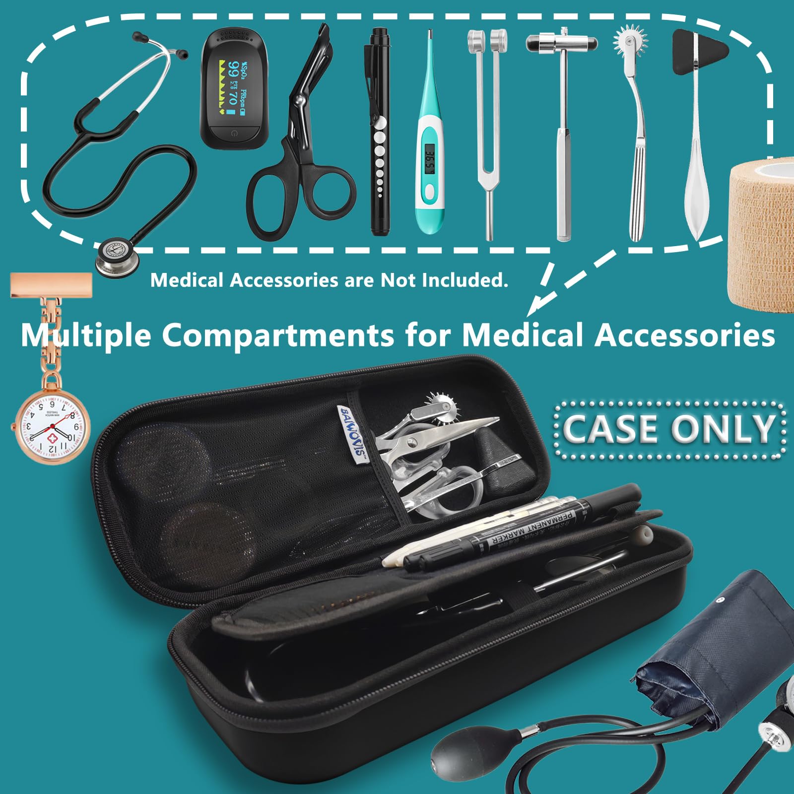 Stethoscope Case for 3M Littmann Stethoscope and for MDF Stethoscopes, Nursing Stethoscope Bag Holder for Nurse Essentials for Work, Medical Assistant Accessories, Stethoscope Accessories, Black