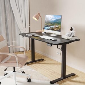 MOUNTUP Electric Height Adjustable Standing Desk, 48 x 24 Inches Sit Stand Desk with Memory Controller, Ergonomic Stand Up Desk for Home Office with Splice Board, Black