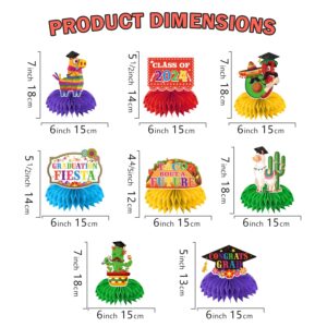 8 Pcs Mexican Graduation Decorations Honeycomb Centerpieces, Fiesta Graduation Party Decorations 2024, Taco Graduation Party Decorations 2024 3d Double Side Honeycomb Decorations