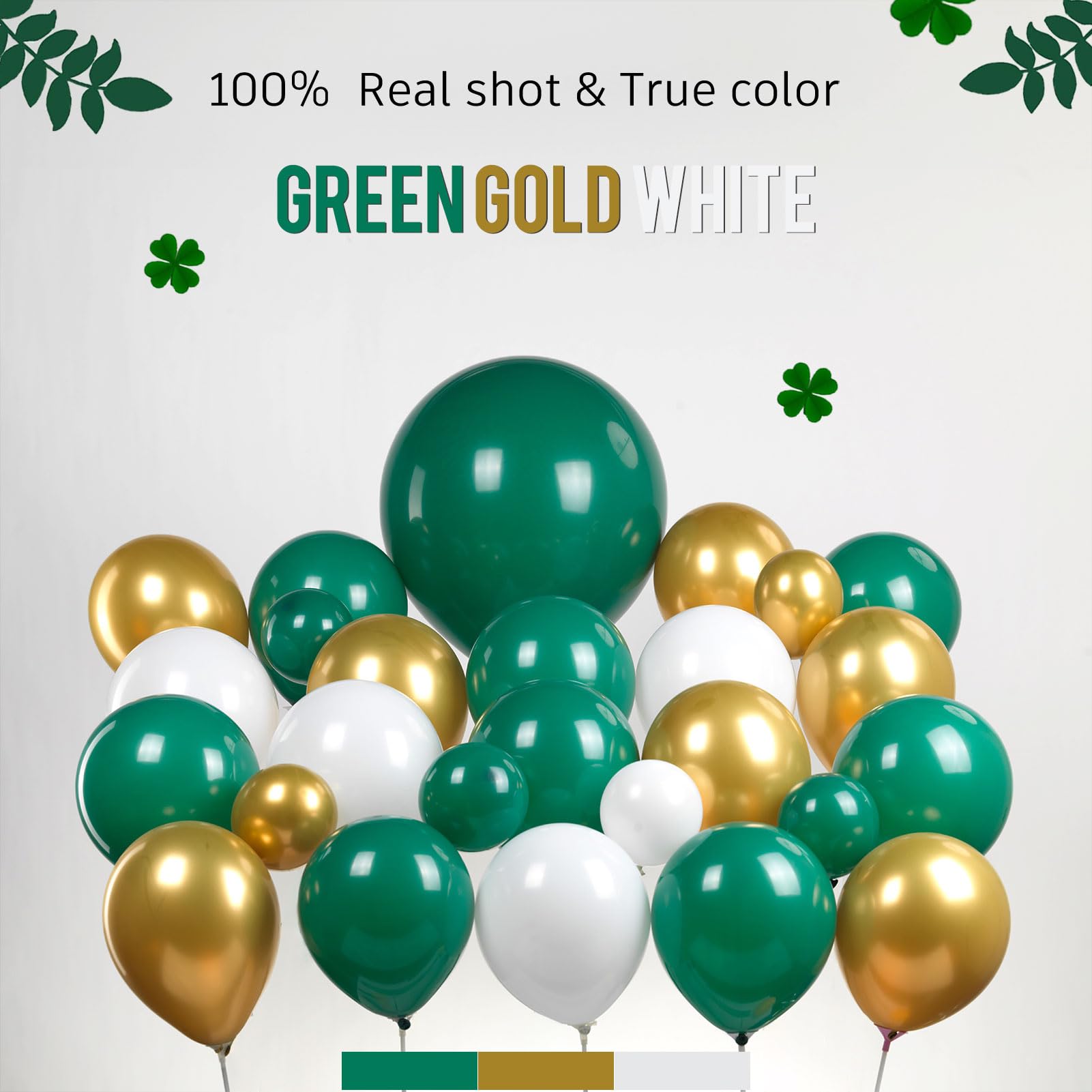 Hunter Green and Gold Balloon Garland Arch Kit 129PCS dark emerald green white with mylar star balloons for Wild One Birthday Party Baby Shower Jungle Party Supplies Decorations