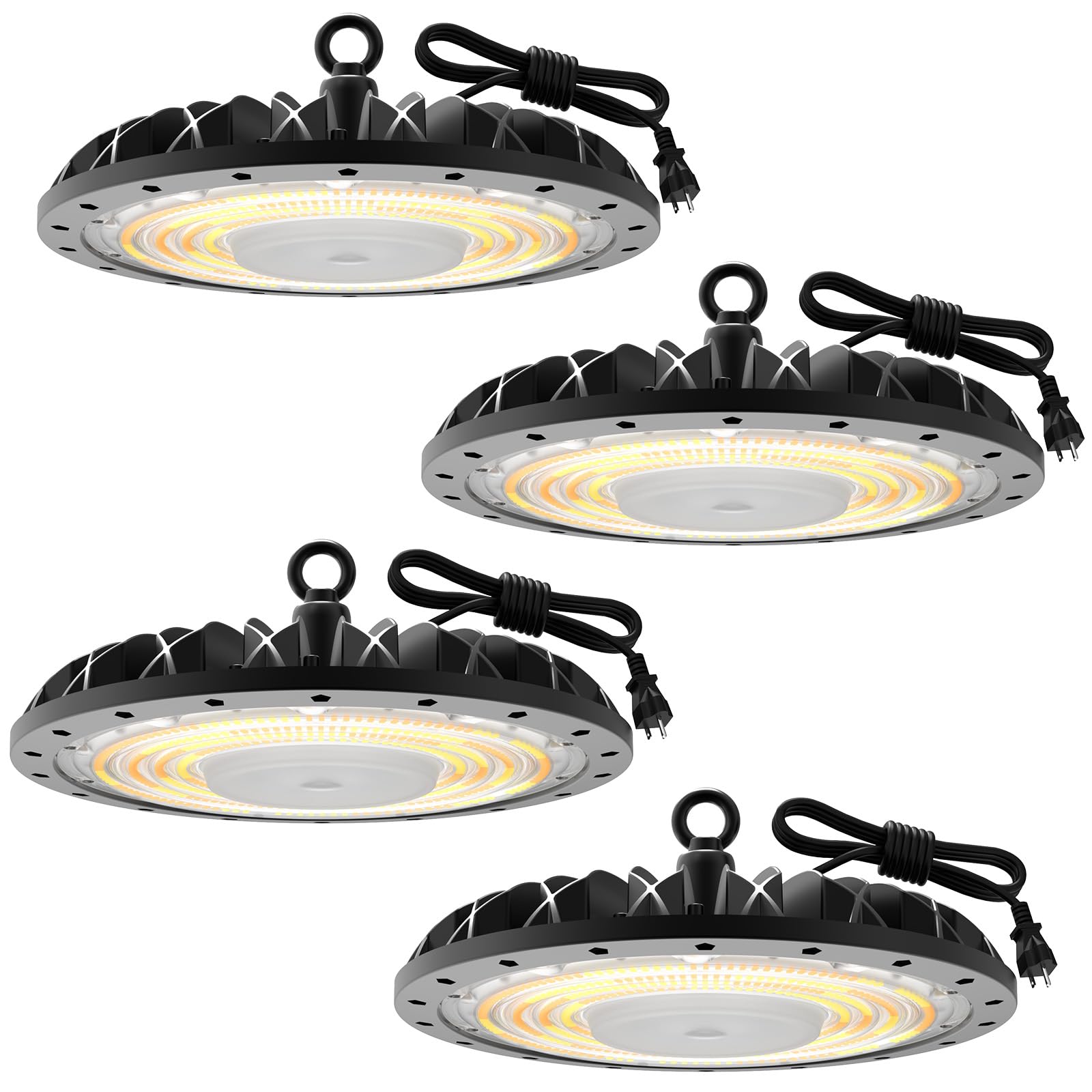 Probapro LED UFO High Bay Lights: 100W UFO Lamp LED High Bay Shop Lighting Fixtures - Dimmable 3000K/4000K/6000K 10000LM Commercial Warehouse Garage UFO High Bay Lights 4PACK