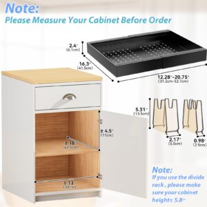 OVICAR Pull Out Cabinet Organizer - Expandable Slide Out Drawers Adhesive Heavy Duty Storage Drawer Shelf with 4pcs Divider Racks for Kitchen Pantry Bathroom Home, 12.2"-20.7" Width, Black