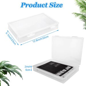 LDXDRU 3Pcs Craft Storage Boxes with Hinged Lids, Transparent File Box, Plastic File Storage Box, Documents Storage Boxes Clear Plastic Storage Box with Lid for A4 Files, Crafts, Magazines, 12" x 8.6"