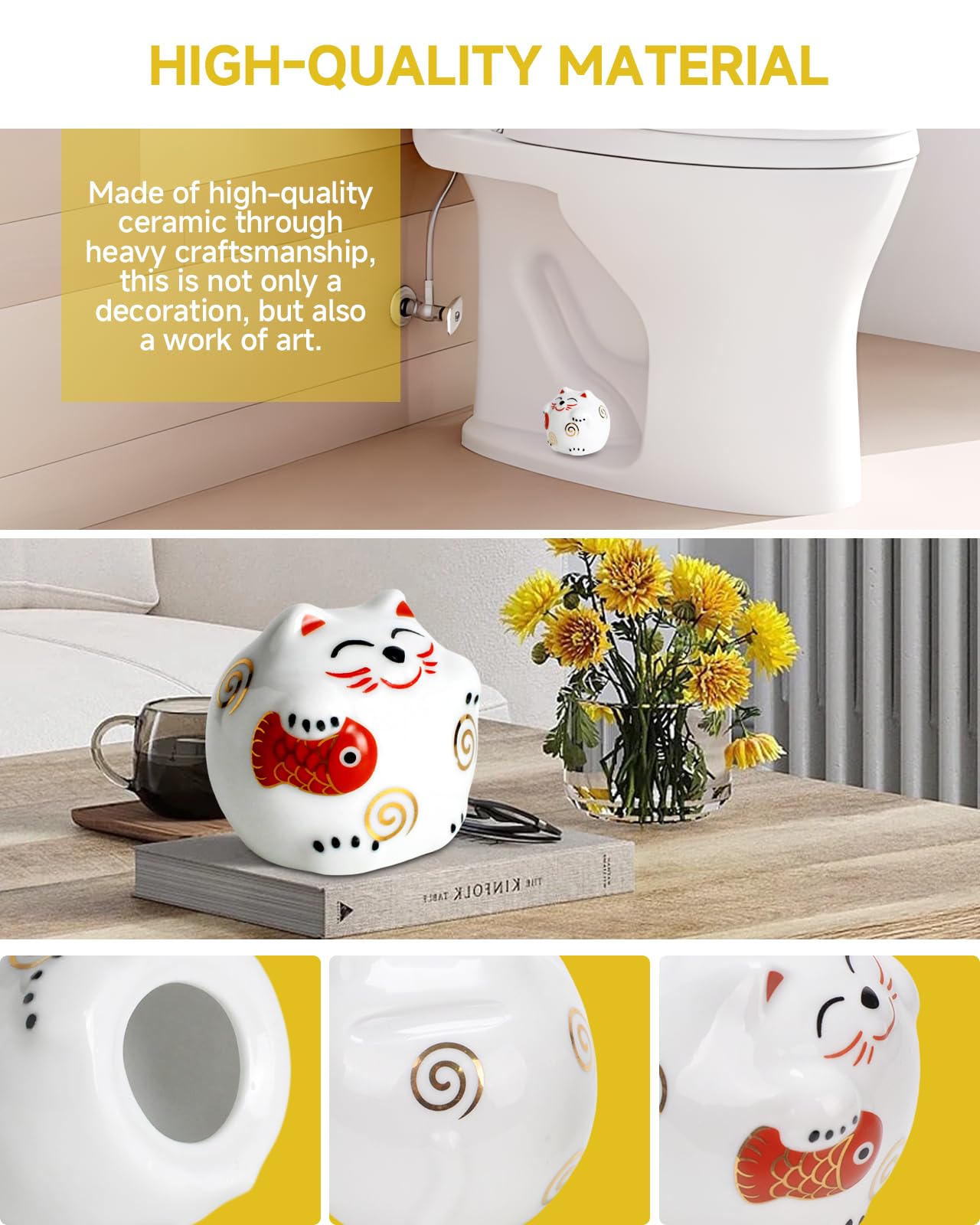 Toilet base bolt caps decorative ornaments ceramic toilet bolt covers bathroom decoration cat toilet bolt covers fun cat themed gadgets floor bolt replacement parts