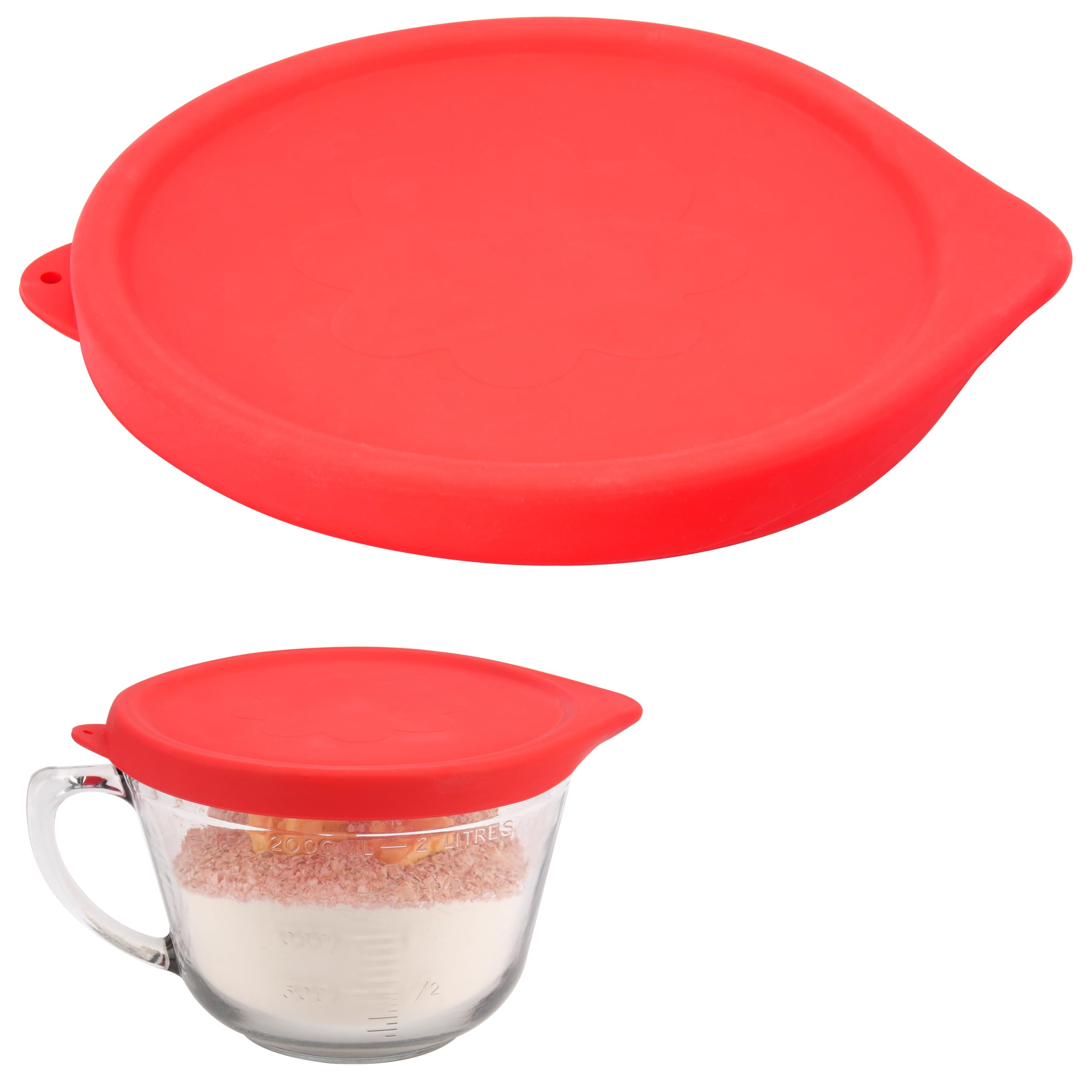 PUREKRA Silicone Lids for Anchor Hocking 2 Quart Batter Bowl (8 Cup), 1 Pack, Red, Microwave & Dishwasher Safe - Lid Only