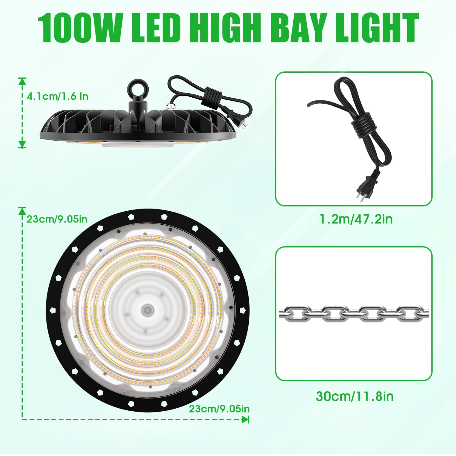 Probapro LED UFO High Bay Lights: 100W UFO Lamp LED High Bay Shop Lighting Fixtures - Dimmable 3000K/4000K/6000K 10000LM Commercial Warehouse Garage UFO High Bay Lights 4PACK