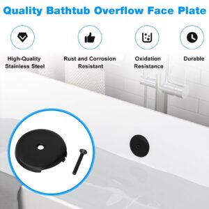 Tub Overflow Drain Cover -3-1/8 Single Hole- Bathtub Drain Overflow Cover -Overflow Face Plate with Screw Fits Most Standard Bath Tub Drains (Black)