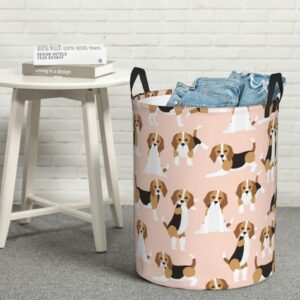 Pevtufa Beagle Dog On Brown Foldable Laundry Basket Organizer,Fabric Clothes Toy Storage Basket Nursery Hamper Storage Bin For Household Bedroom, Bathroom, College Dorm-Small