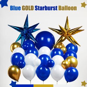 yeewaka royal blue and gold balloon garland arch kit 160pcs with Gold Blue White and Diy star burst balloons for for Boy Baby shower Men birthday 2024 Graduation Ceremony decorations