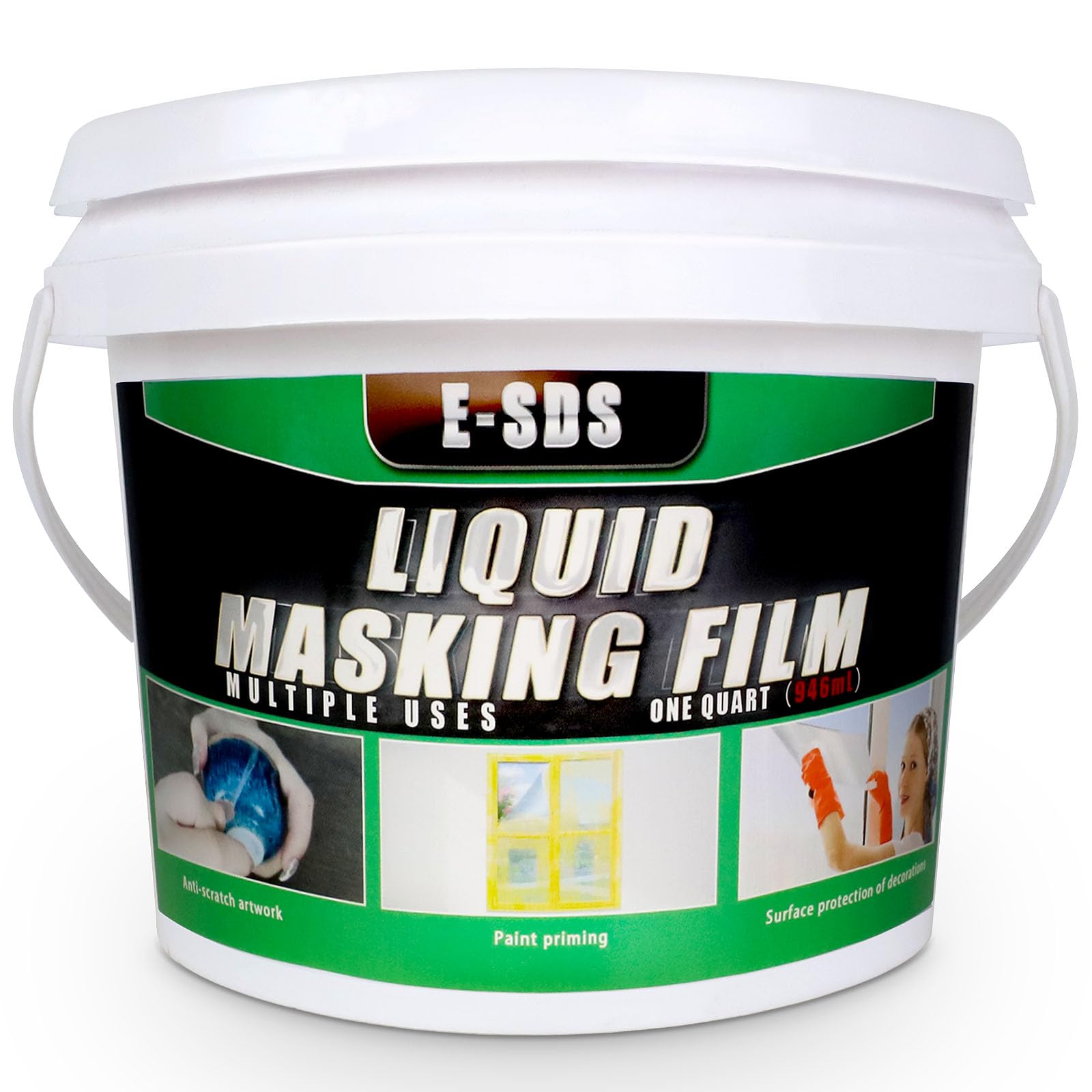 E-SDS Masking Liquid Tape, Transparent Peelable Coating, Used for Priming Window Painting, 1 Quart