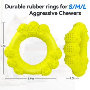 DAOZIJI Indestructible Dog Chew Ring Toys for Aggressive Chewers, Super Chewer Dog Toys for Medium Large Dogs, Puppy Teething Rings for Relax, Interactive Dog Ring Toys, Heavy Duty Dog Teething Toys