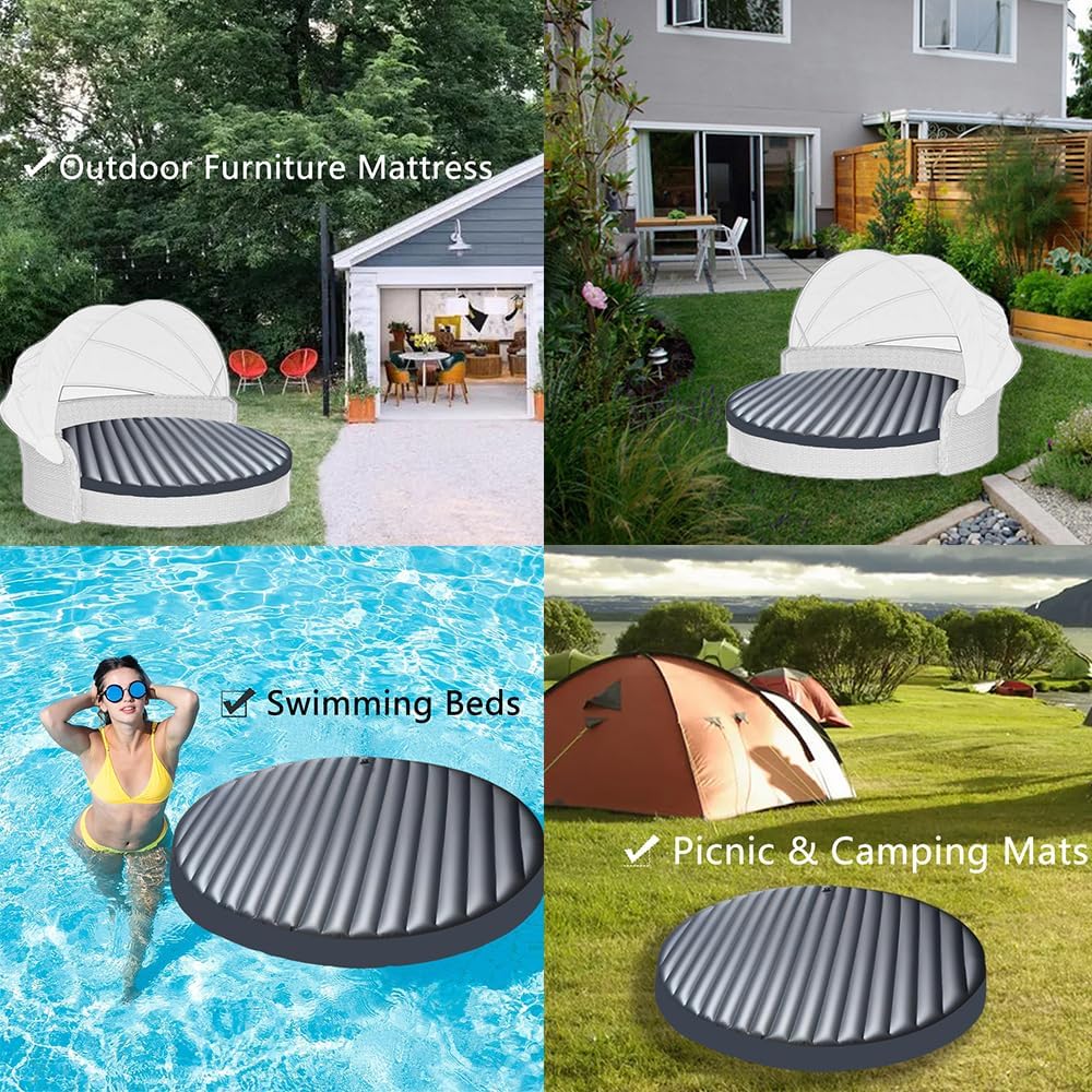 RJGKXE Outdoor Daybed Cushion,Round Matterss,Daybed Replacement Cushions,3" H X 66" D Circle,Upholstery Electric Inflatable Cushion,Pool Hammock,Water Hammock, Lounge Chair, Hammock, Drifter