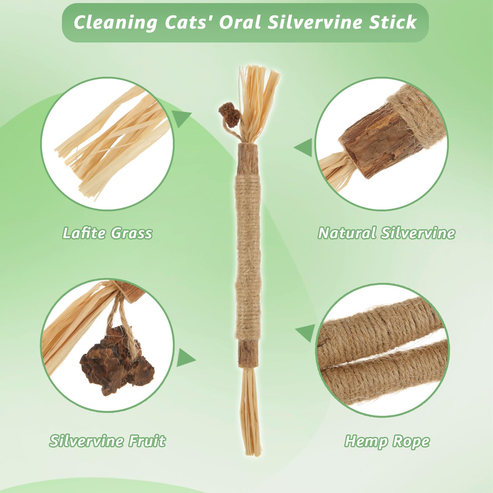 LDXDRU 20Pcs Silvervine Sticks for Cats, Natural Cat Chew Toys, Nylatails Silvervine Dental Stick for Dental Care, Edible Matatabi Cat Chew Sticks for Teeth Cleaning, Kitty Toys for Indoor Cats