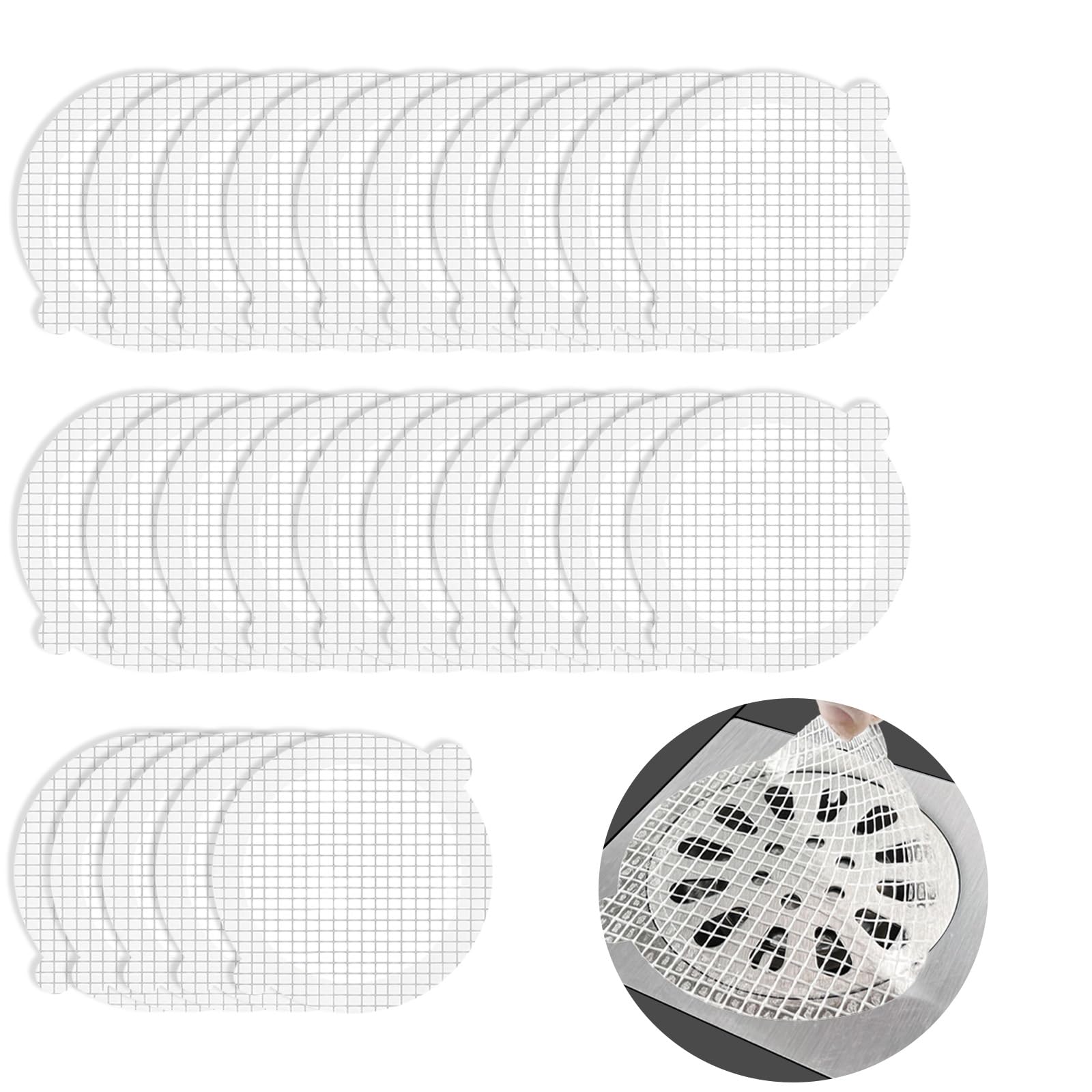 ASTIMESA 25 Pack Disposable Shower Drain Hair Catcher,4.3 Inch Mesh Sticker Drain Cover, Adhesive Hair Stopper Collector Trap,Floor Strainer for Bathroom Bathtub Kitchen Sink (25)